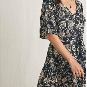 Faherty Orina Floral Black Dress